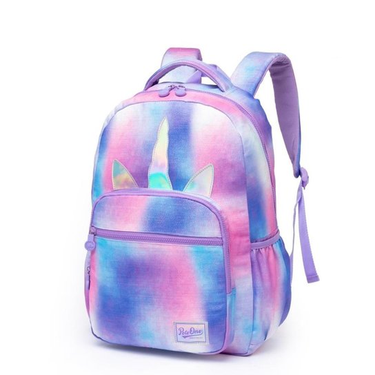 Mochila Infantil Unicórnio Polo One Menina Bolsa Escolar Feminina Reforçada 14 litros