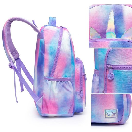 Mochila Infantil Unicórnio Polo One Menina Bolsa Escolar Feminina Reforçada 14 litros