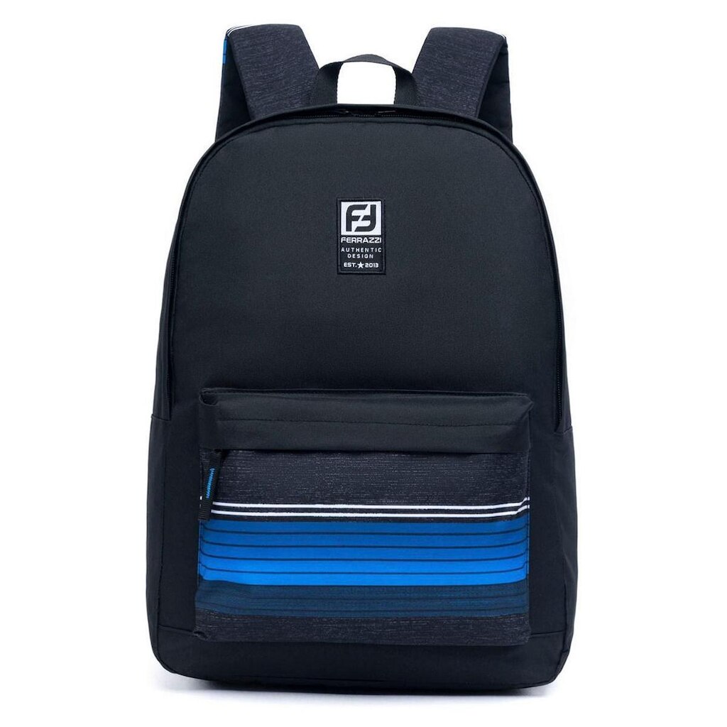 Mochila Masculina Trabalho Faculdade Resistente Preto Azul Ferrazzi