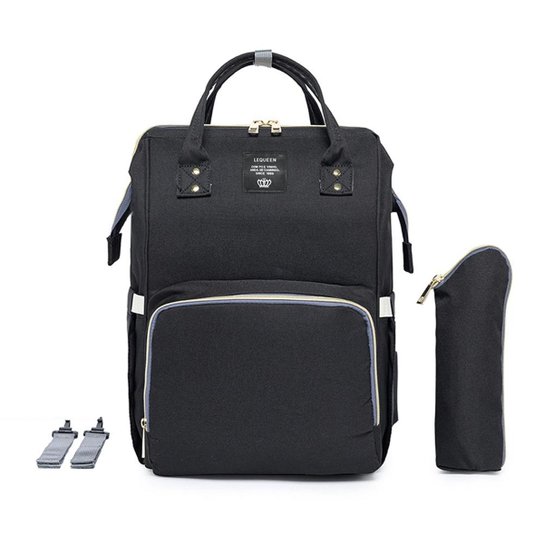 Mochila Maternidade Feminina Lequeen Impermeável Porta mamadeira Bebê Menina Menino
