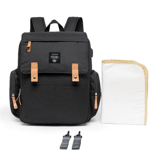 Mochila Maternidade Lequeen c/ Trocador/ Saída P/ Cabo Usb e Ganchos