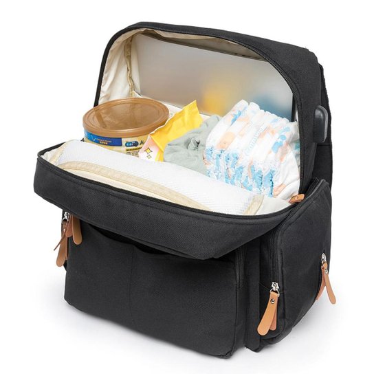 Mochila Maternidade Lequeen c/ Trocador/ Saída P/ Cabo Usb e Ganchos