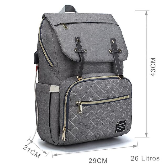 Mochila Maternidade Lequeen Dandy Espaçosa Impermeável