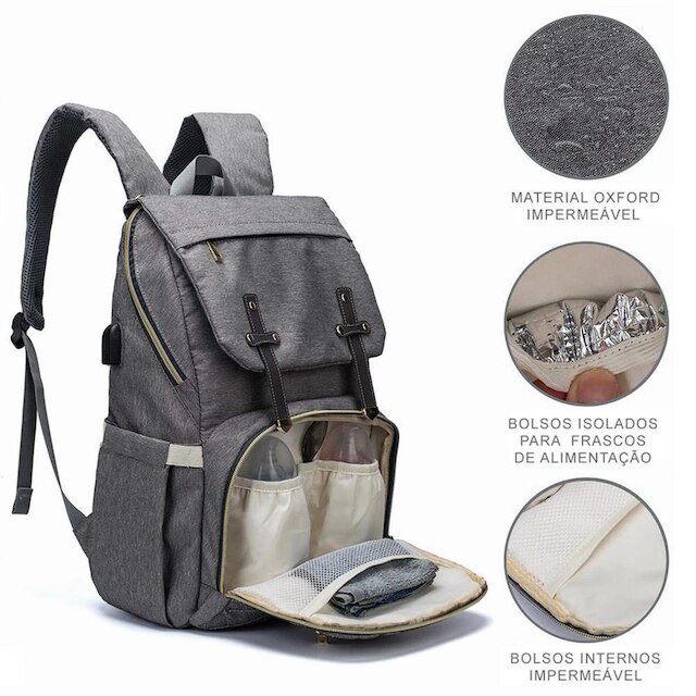Mochila Maternidade Lequeen Dandy Espaçosa Impermeável