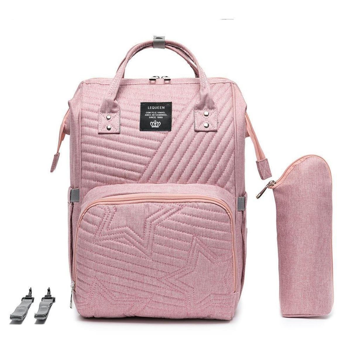 Mochila Maternidade Menina Star Lequeen Porta Garrafa Termico Menor preço em Mochila Maternidade Menina Star Lequeen Porta Garrafa Termico