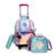 Mochila Menina de Rodinha Kit Estojo e Lancheira termica - Azul