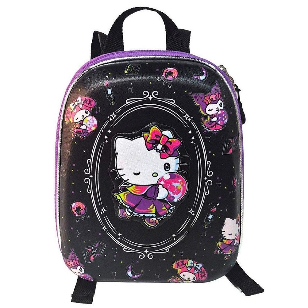 Mochila Pequena Maxtoy Hello Kitty Amigas Preto Roxo
