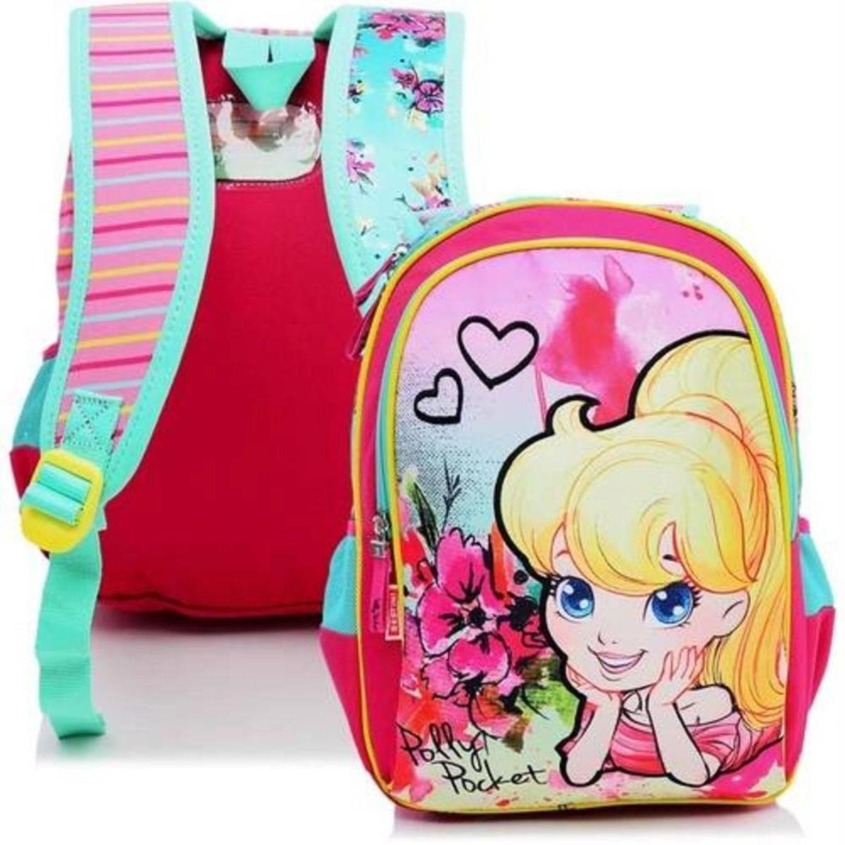 Mochila Polly Pocket Costas Escolar Infantil Meninas Tam G - Rosa | Zattini