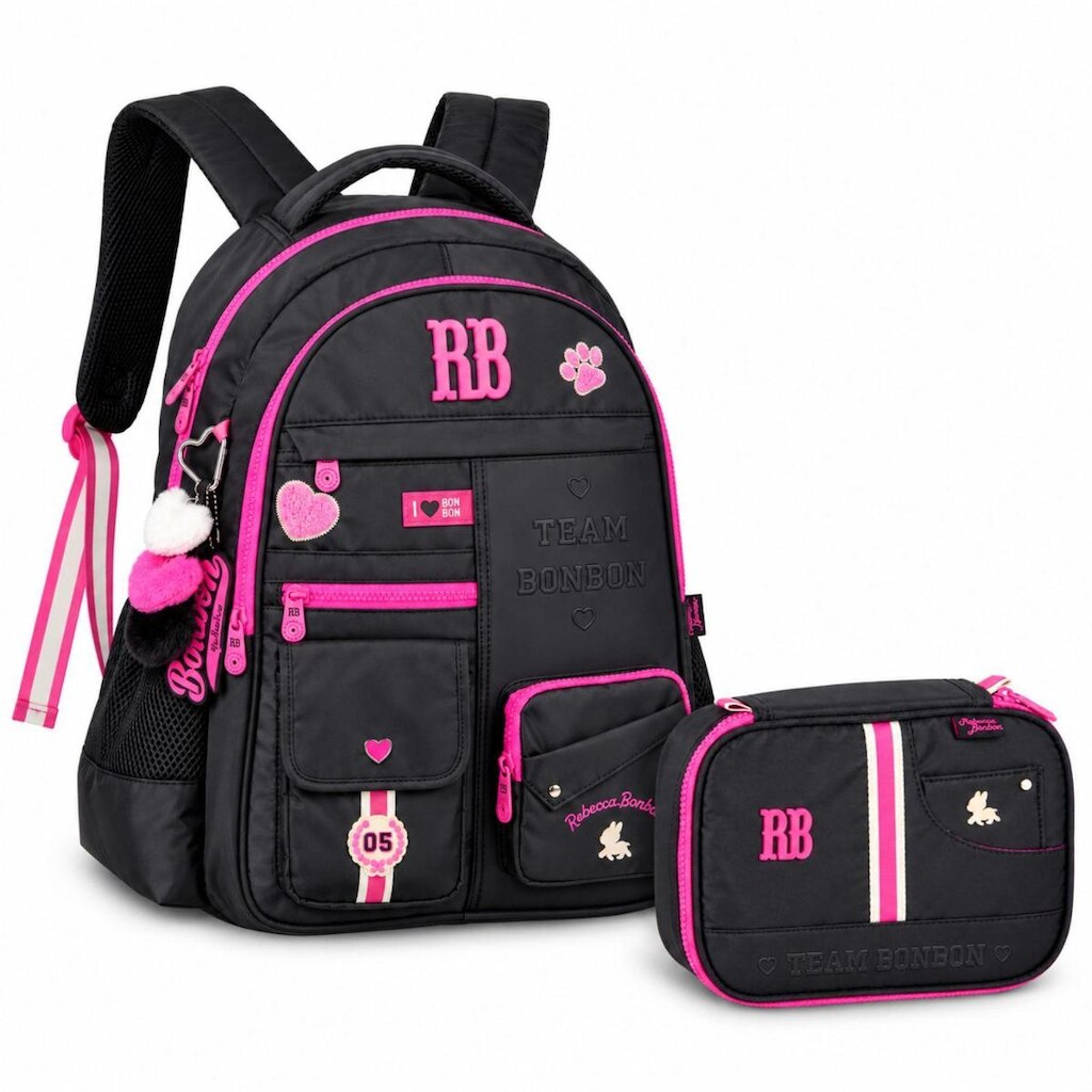 Mochila Rebecca bonbon e Estojo Box Kit Feminino Adolescente