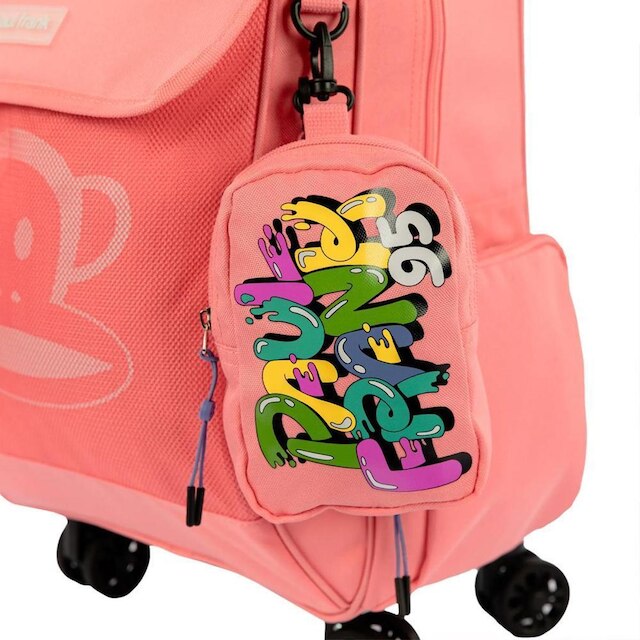 Mochila Sestini Carrinho 4 Rodas Paul Frank 2 em 1 Coral