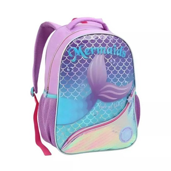 Mochilas Costas Sereia Menina Infantil Holográfica Menina