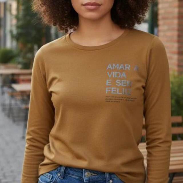 Moletinho Feminino Gola Careca Com Estampa- Cereja Rosa