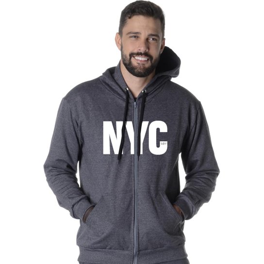 MOLETOM ABERTO ESTAMPA NEW YORK CITY BRANCO