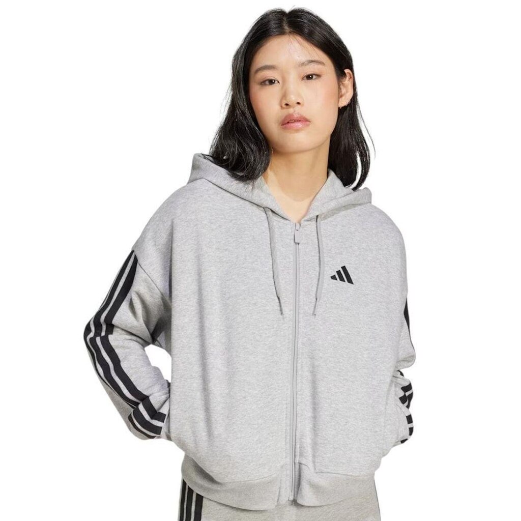 Moletom Adidas 3 Stripes Feminino - Cinza M