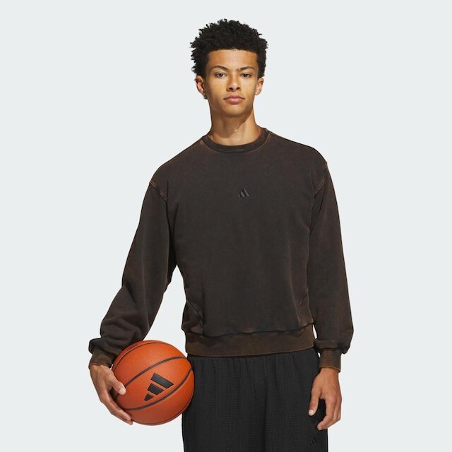 Moletom Adidas De Gola Careca Com Efeito Desbotado Em Fleece