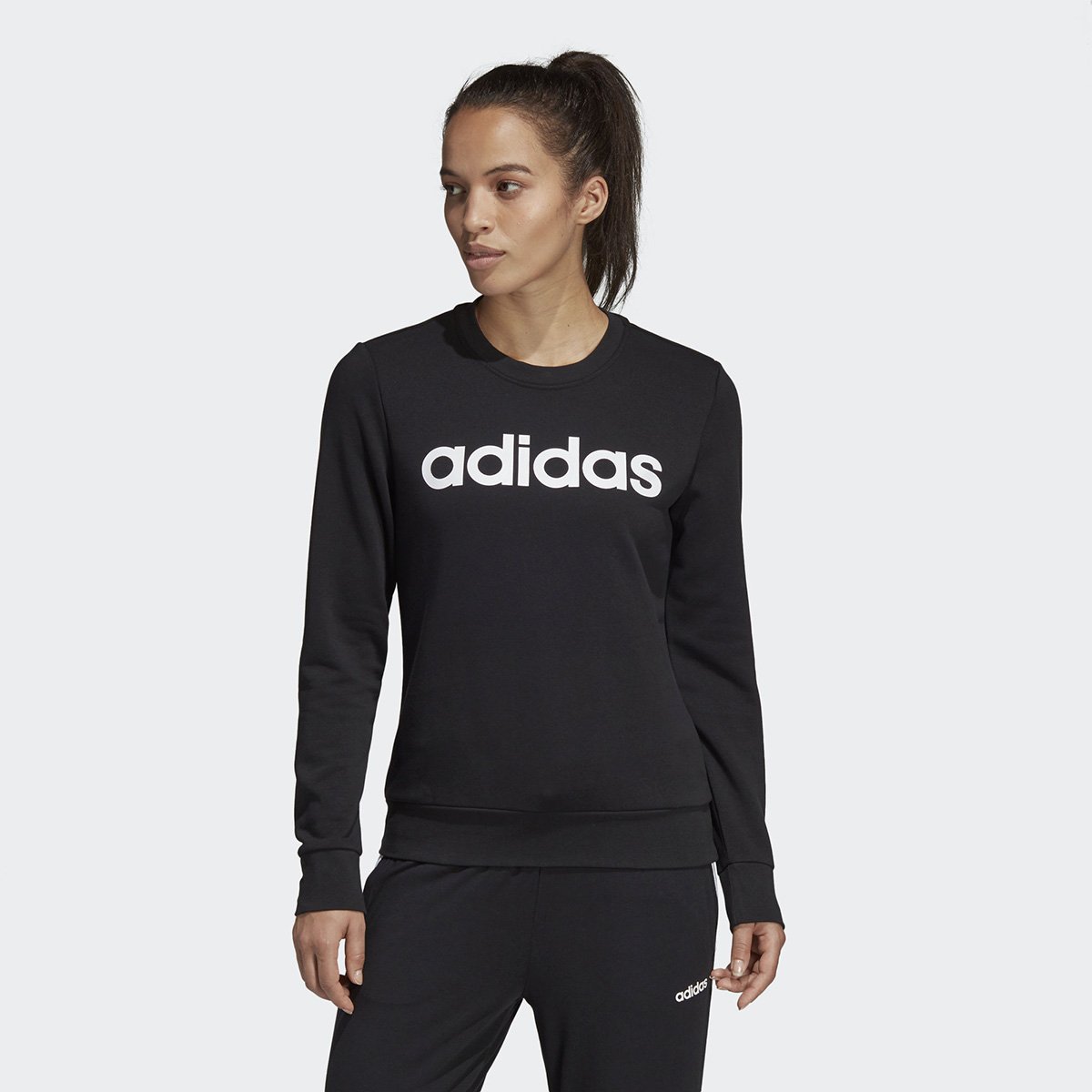 Moletom Adidas E Lin Feminino - Preto e Branco Menor preço em Moletom Adidas E Lin Feminino - Preto e Branco