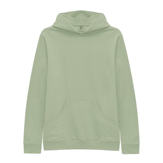 Moletom Basicamente Com Capuz Feminino - Verde escuro