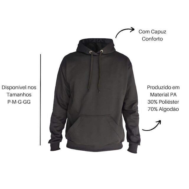 Moletom Blusa Abrigo Tradicional Modelo Canguru Com Capuz E Bolso Liso Macio Frio Inverno