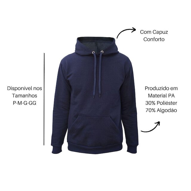 Moletom Blusa Abrigo Tradicional Modelo Canguru Com Capuz E Bolso Liso Macio Frio Inverno