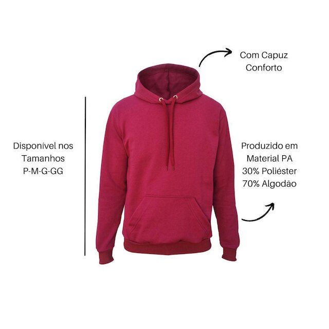 Moletom Blusa Abrigo Tradicional Modelo Canguru Com Capuz E Bolso Liso Macio Frio Inverno