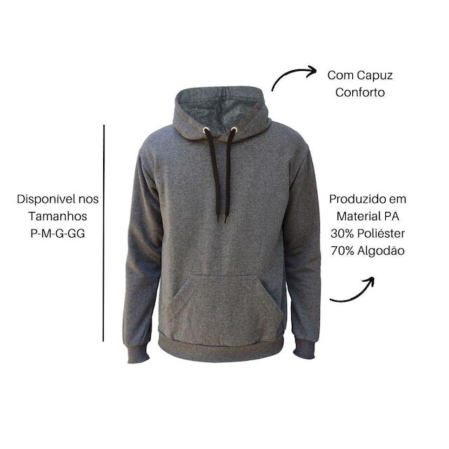 Moletom Blusa Abrigo Tradicional Modelo Canguru Com Capuz E Bolso Liso Macio Frio Inverno