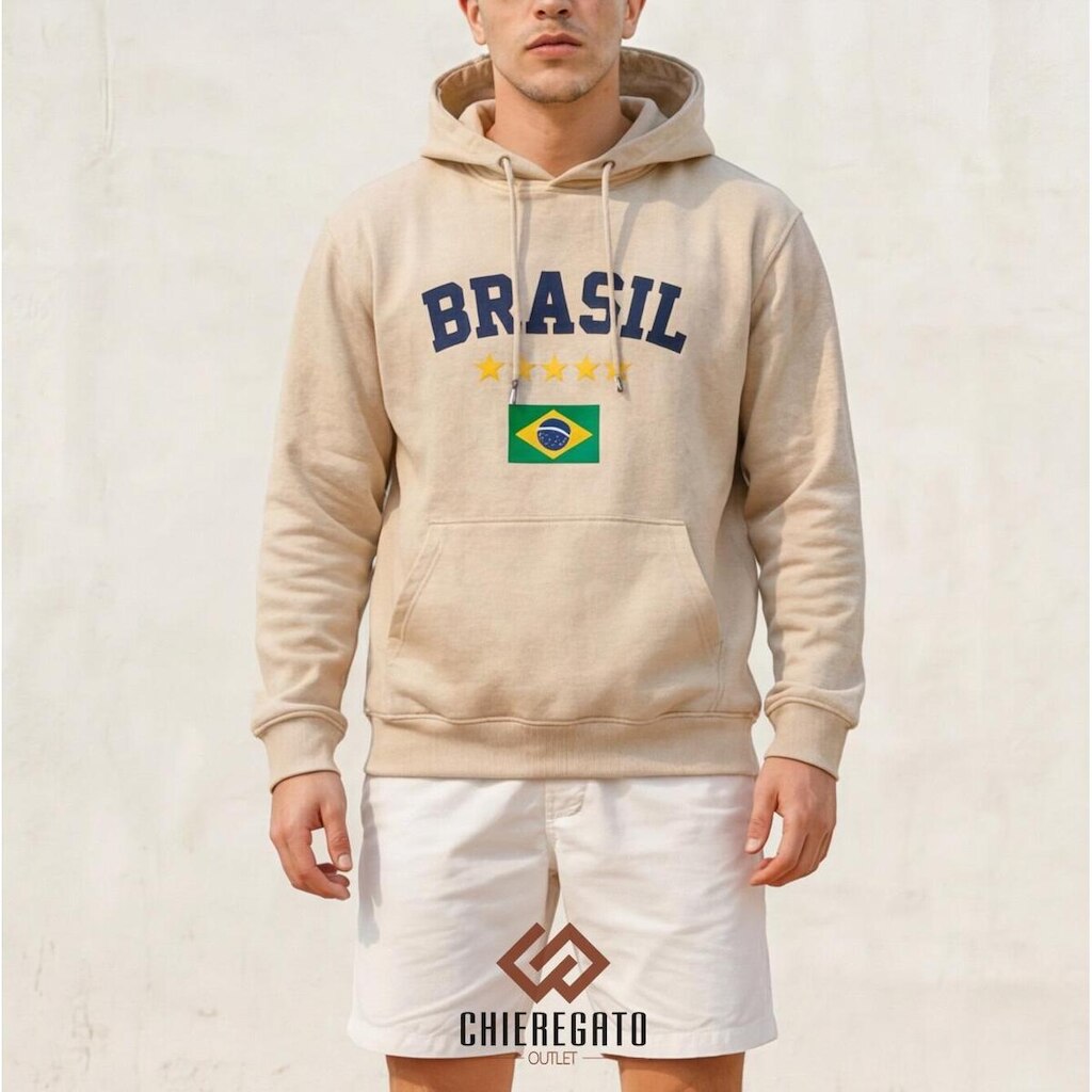 Moletom Brasil Masculino Feminino Casaco Canguru Com Capuz