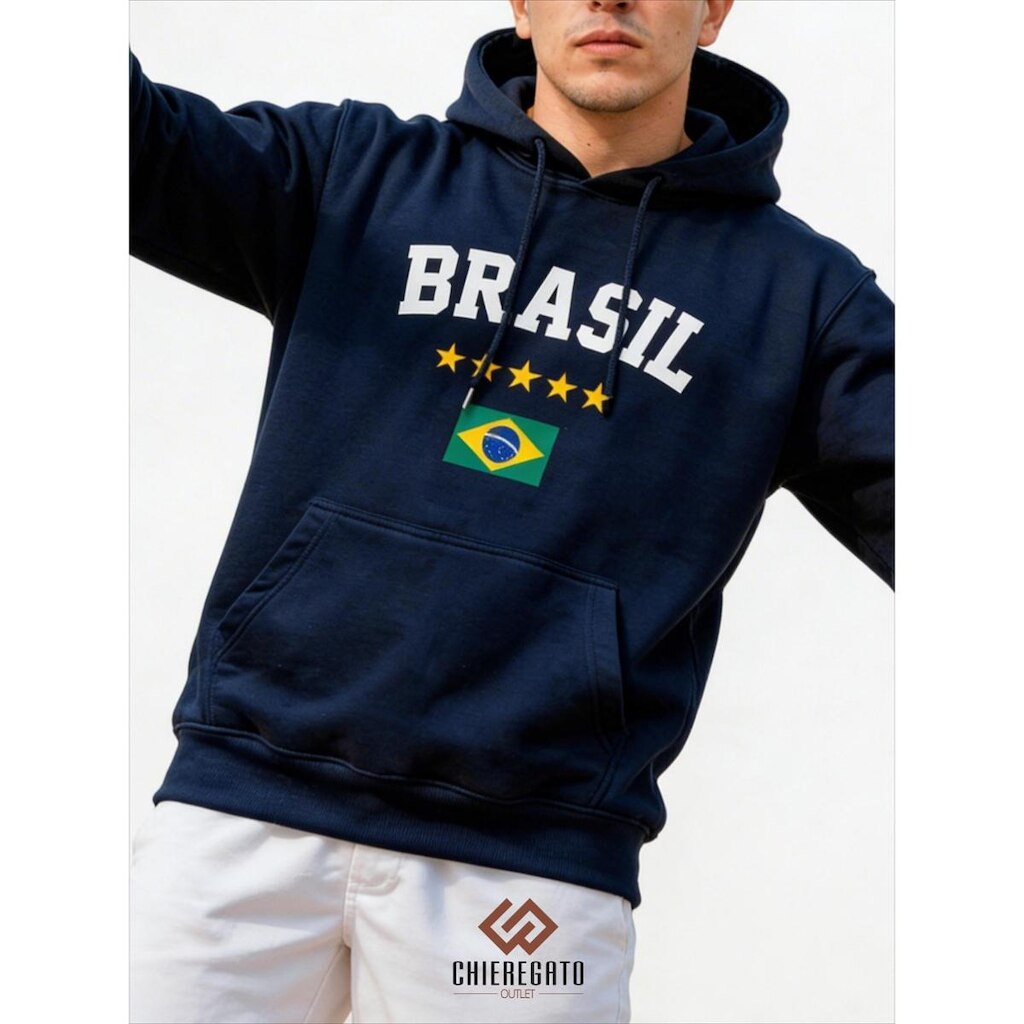 Moletom Brasil Masculino Feminino Casaco Canguru Com Capuz