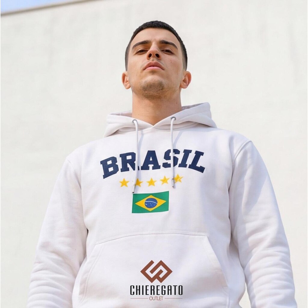 Moletom Brasil Masculino Feminino Casaco Canguru Com Capuz