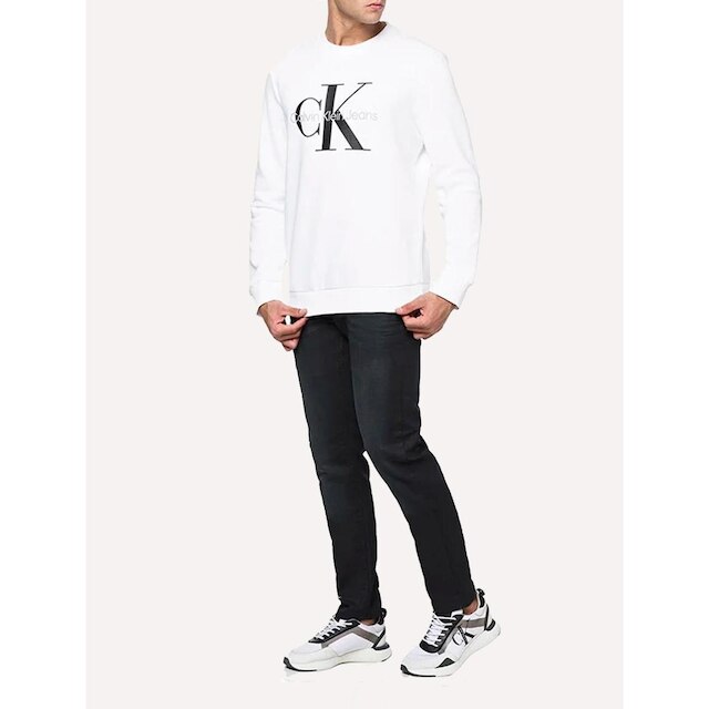 Moletom Calvin Klein Jeans Masculino Crewneck Issue Monograma Branco