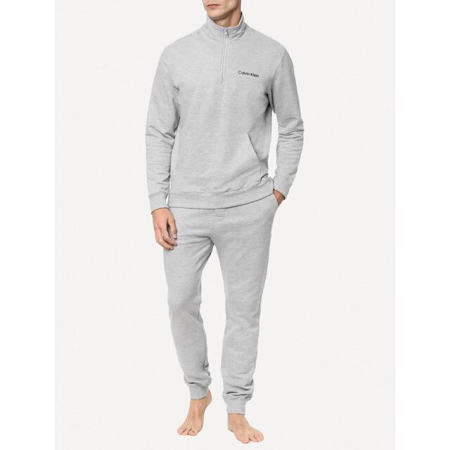 Moletom Calvin Klein Loungewear Masculino Half Zip Modern Logo Cinza Mescla