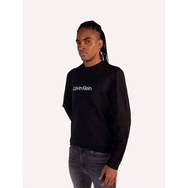 Moletom Calvin Klein Masculino Crewneck CK Front Preto