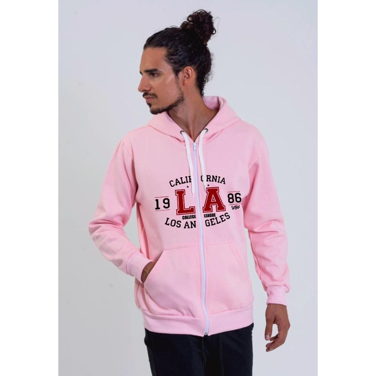 Moletom Canguru Aberto Cinza Estampado Califórnia Menor preço em Moletom Canguru Aberto Cinza Estampado Califórnia