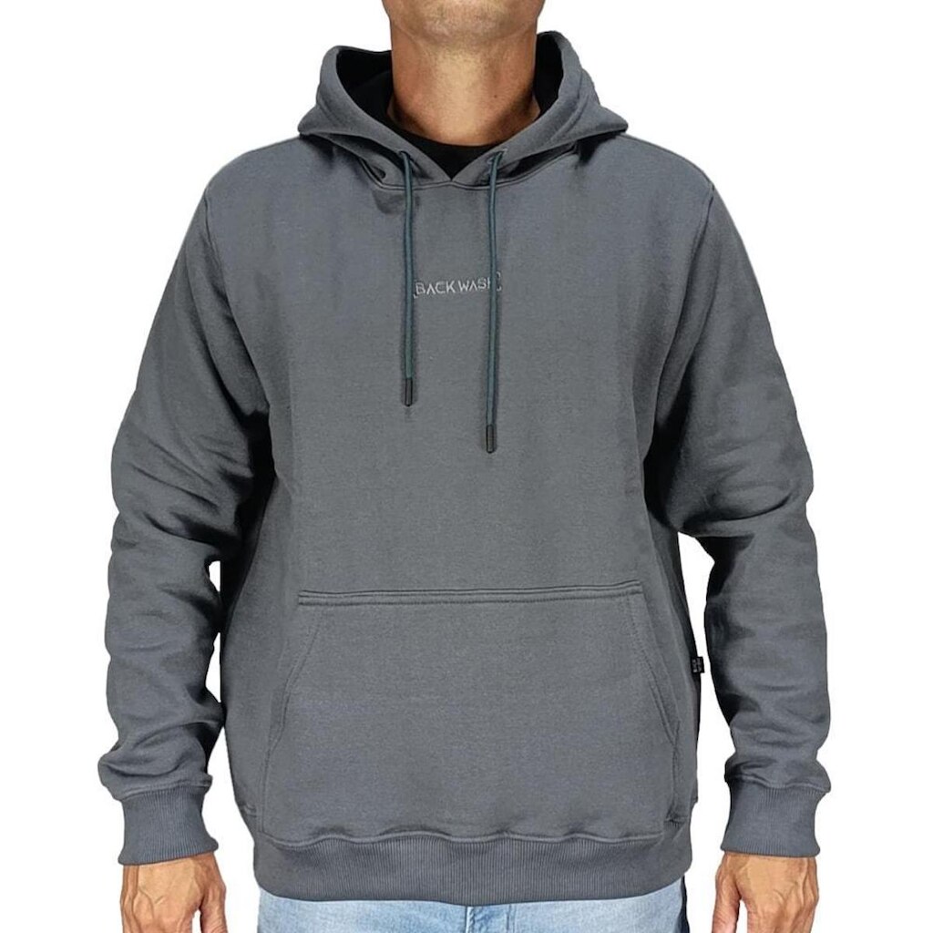 Moletom Canguru Back Wash M2601 Cinza