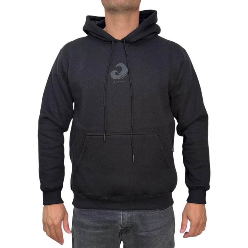 Moletom Canguru Back Wash Onda Preto