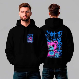 Moletom Canguru Estampado Blue Graffiti Bear REF1284