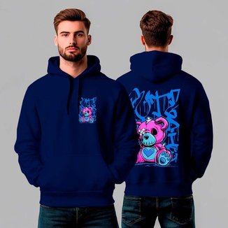 Moletom Canguru Estampado Blue Graffiti Bear REF1284