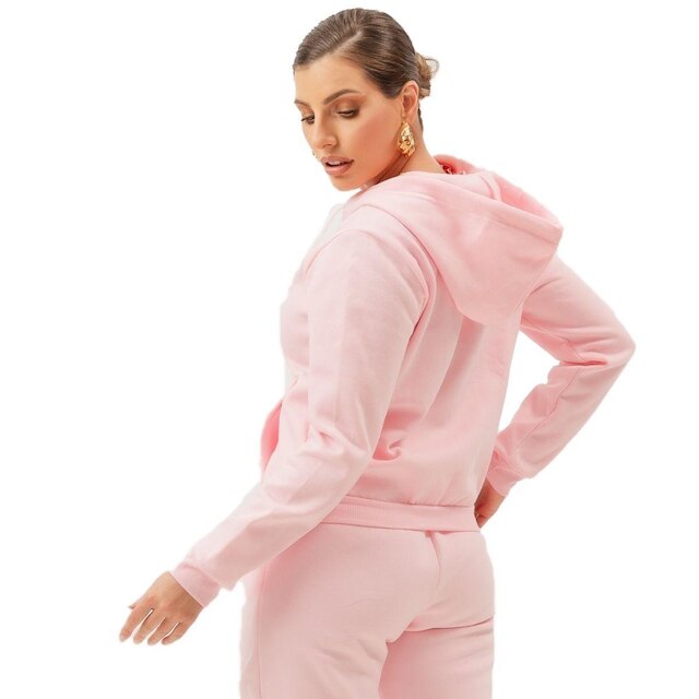 Moletom Canguru Feminino Blusa De Frio Lisa Básica Com Ziper