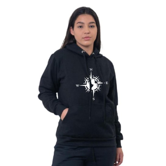 Moletom Canguru Feminino Fechado Blusa Com Bolso e Capuz Zattini