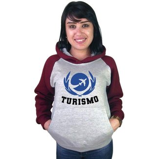 Moletom Canguru Feminino Raglan Faculdade Curso Turismo