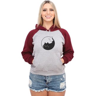 Moletom Canguru Feminino Raglan Gatinhos Fofos Yin Yang ER_176