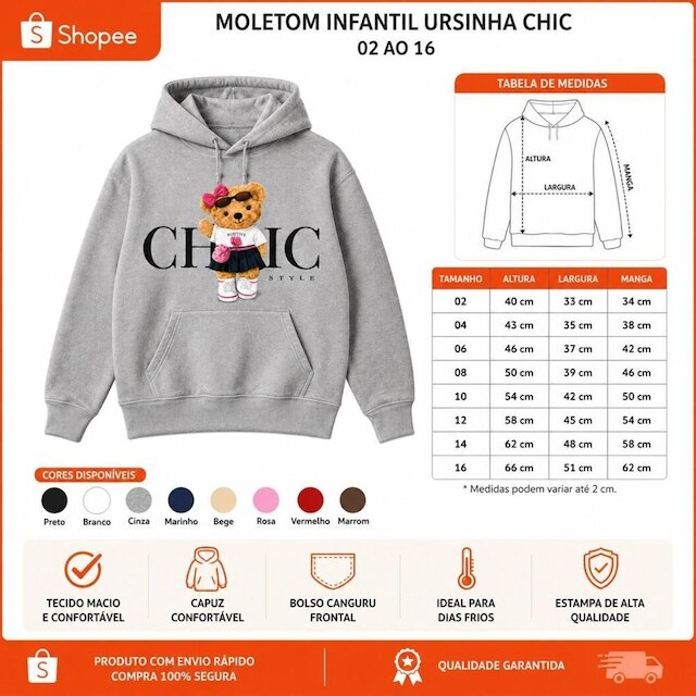 Moletom Canguru Infantil Algodao Flanelado Menina Estampado