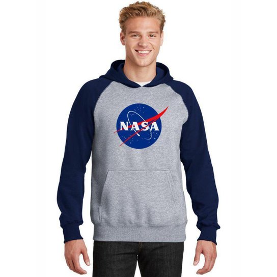 Moletom Canguru Masculino Raglan Divertido Nasa Geek Nerd ER_113 - Azul Escuro