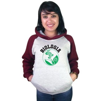 Moletom Canguru Raglan Faculdade Curso Biologia Feminino