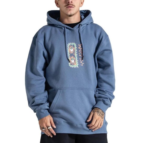 Moletom Canguru Volcom Noder Azul