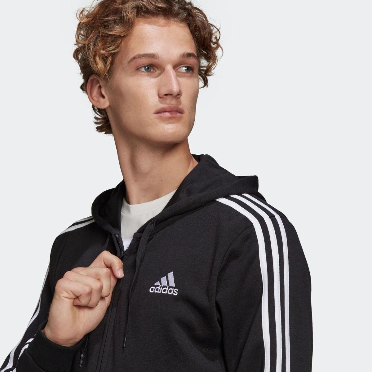 essentials 3 stripe moletom com capuz
