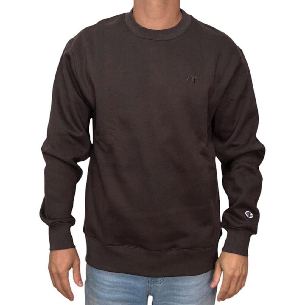 Moletom Careca Champion Athletic Crewneck C Logo Emb Coffee