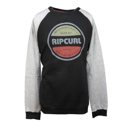 Moletom Careca Rip Curl Masculino - Preto+Cinza