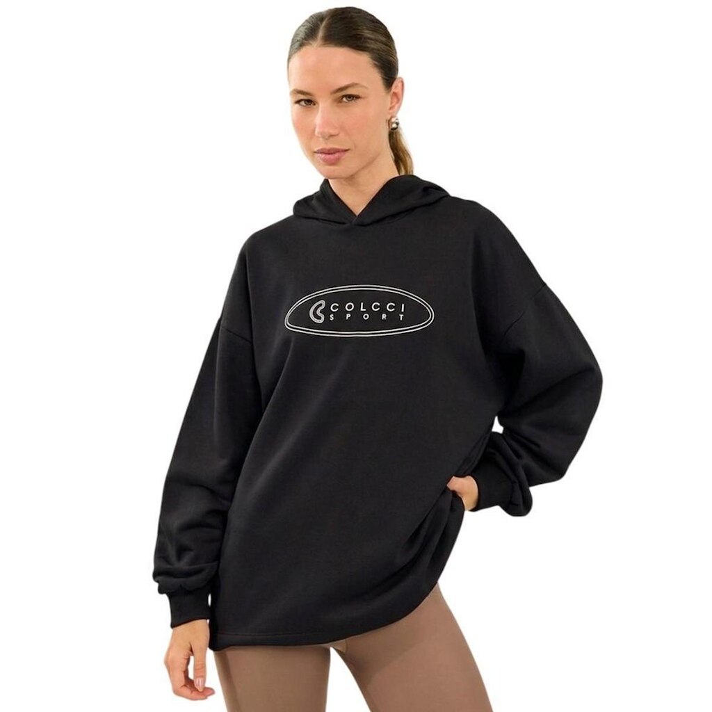 Moletom Colcci Comfort Com Capuz Preto Feminino