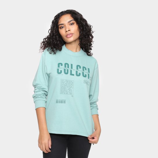 Moletom Colcci Fraldado Logo Feminino - Verde
