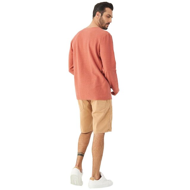 Moletom Colcci Masculino Crewneck Texture Refile Terracota Mescla